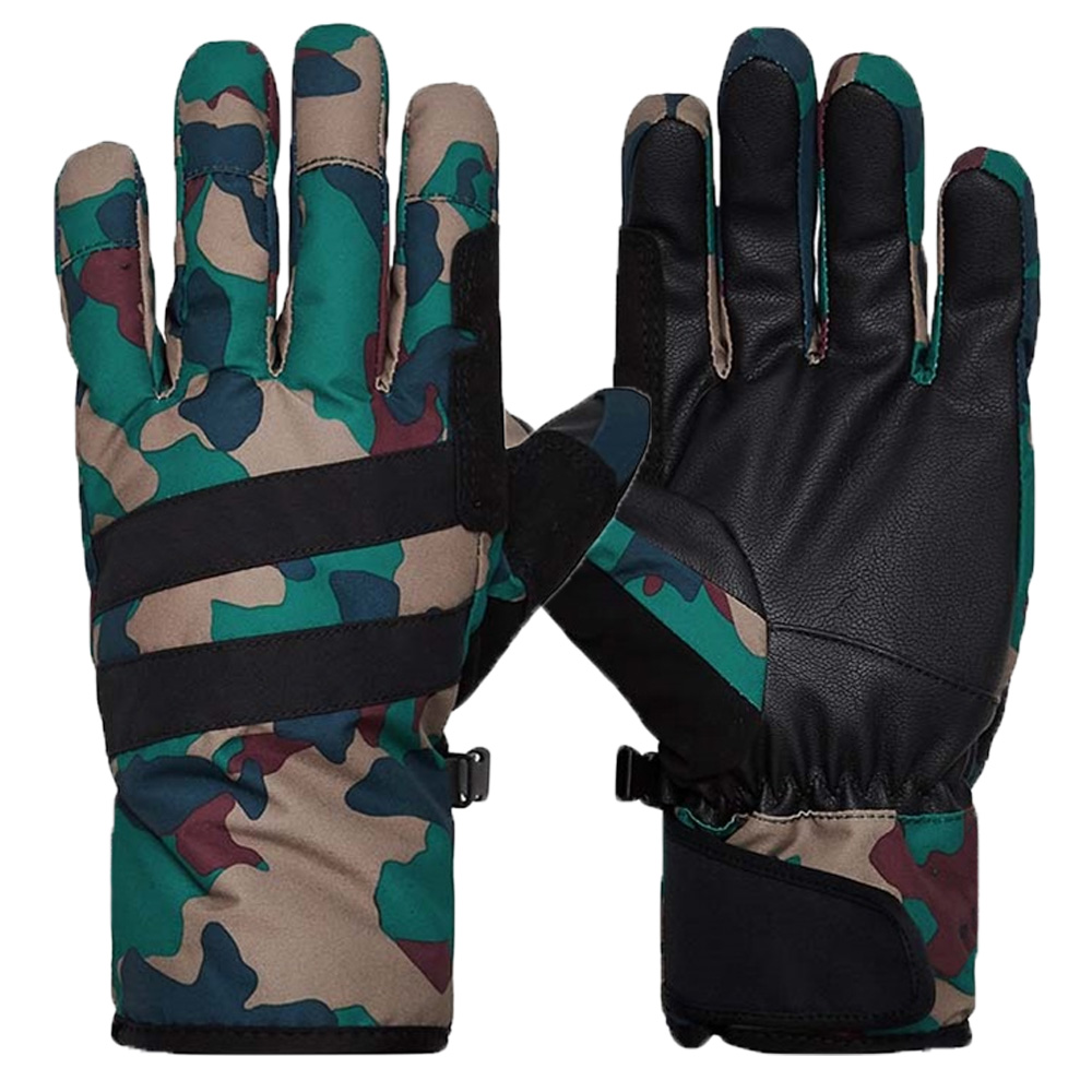 Breathable 5 fingers camo print ski gloves fashionable snow gloves size M