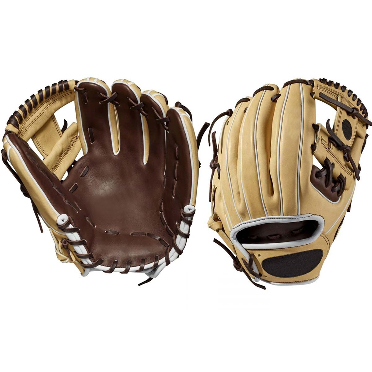 11.5" Full leather brown and camel infield baseball gloves