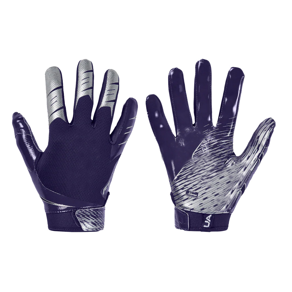 Adult american football gloves purple siliver football gloves
