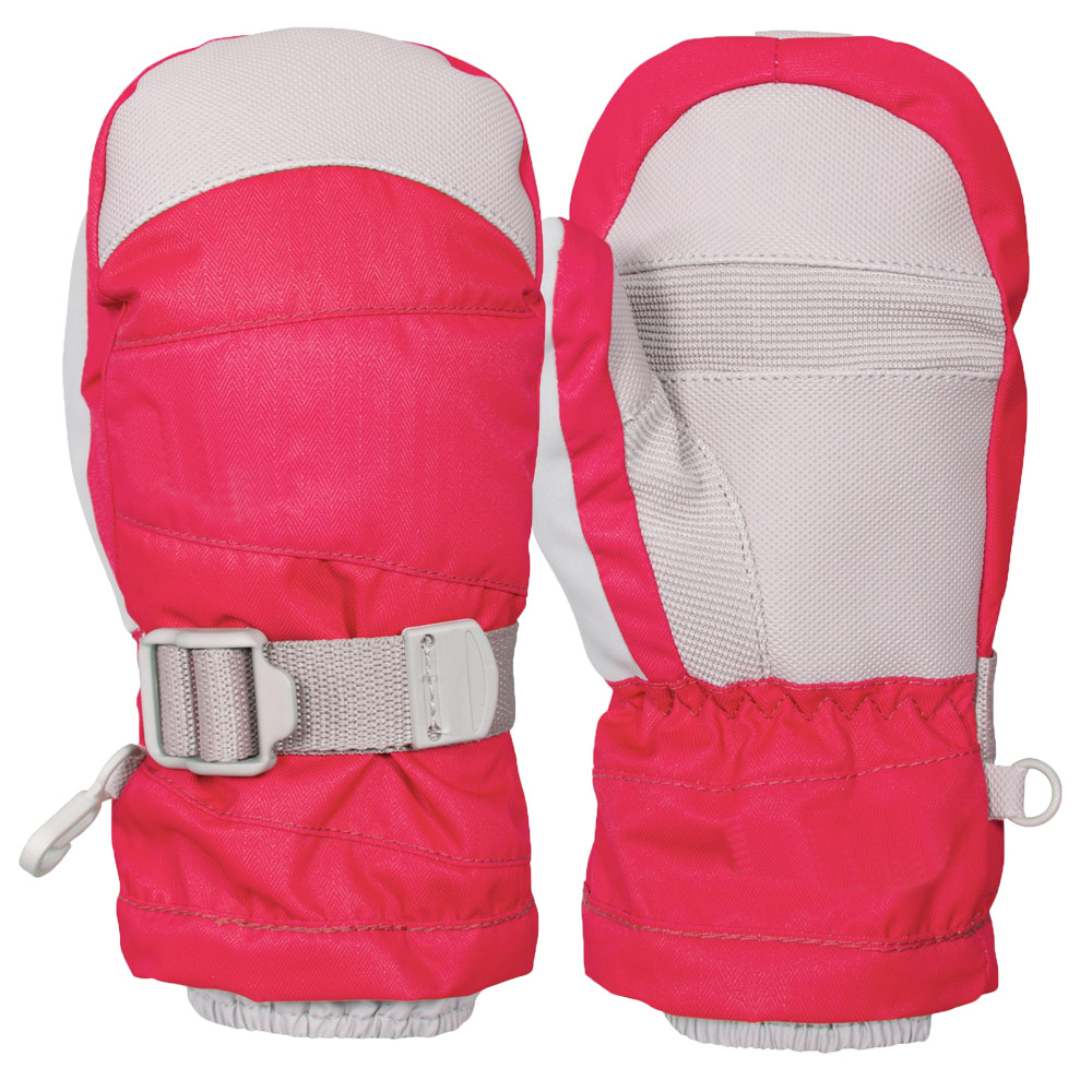 Pink color girls fingerless ski mittens winter protection waterproof coated out shell ski gloves