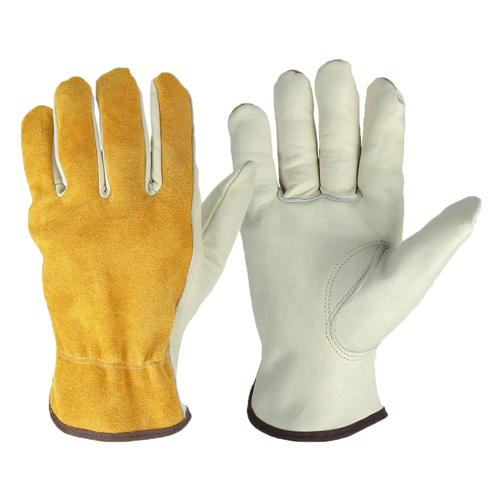 Security Garden Labor Wear Safety gloves yellow leather safety gloves