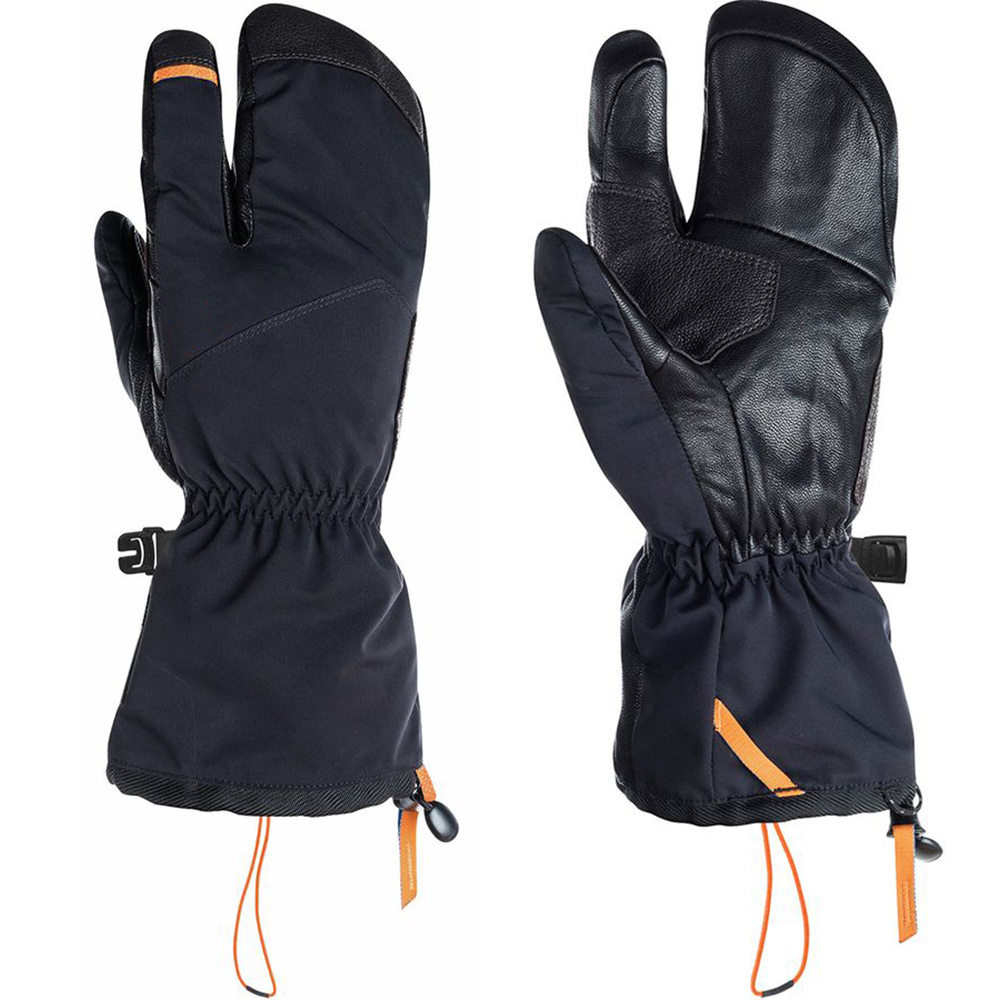 Supple leather shell water-shedding insulated  secure fit ski gloves