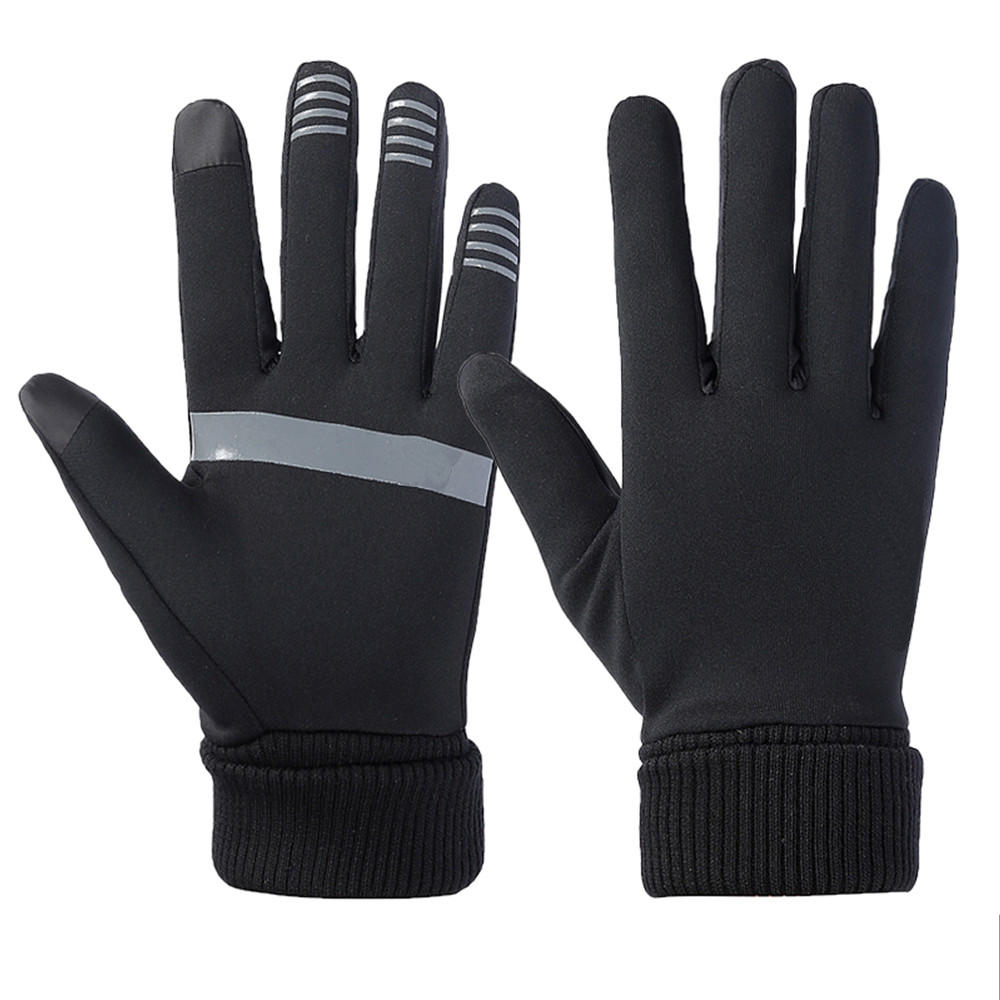 Black Cycling Gloves Winter Warm Windproof Anti-slip Thermal Touch Screen bike gloves size M
