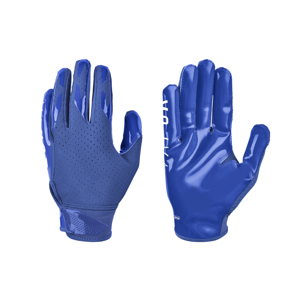 Royal blue football gloves breathable football receiver gloves adult
