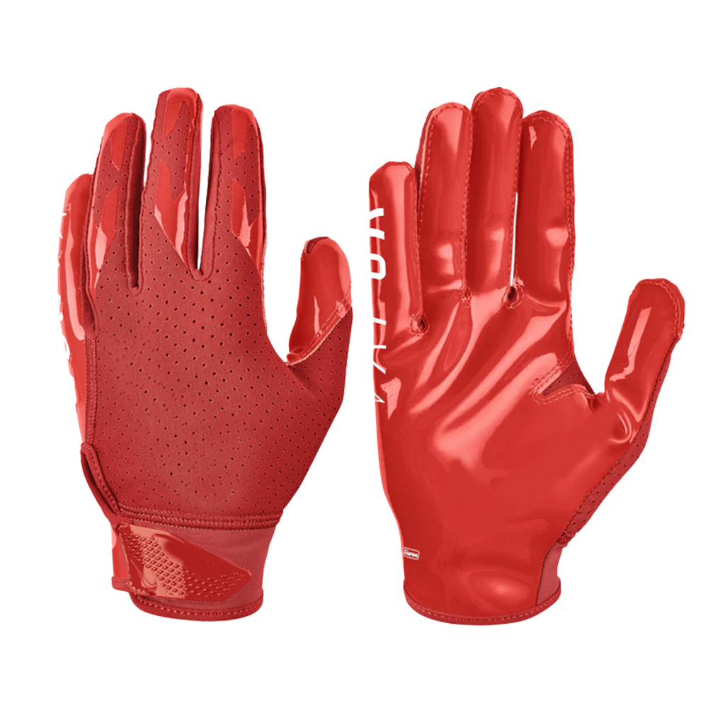 Red american football gloves sticky palm grip football gloves