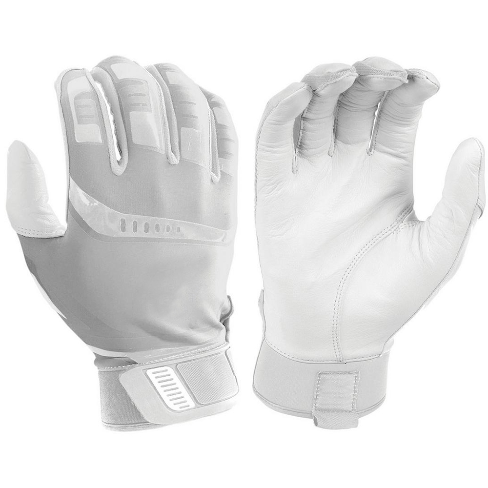 Flexible sheepskin leather palm white brief batting gloves