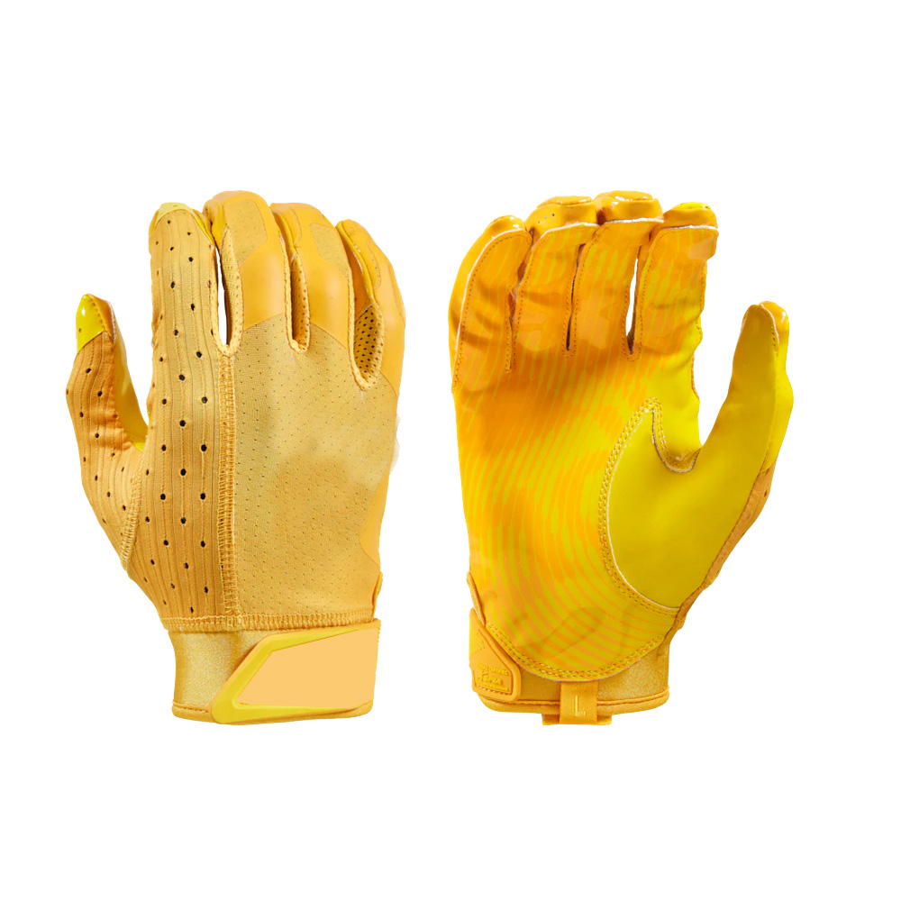 Yellow american football gloves custom design football gloves