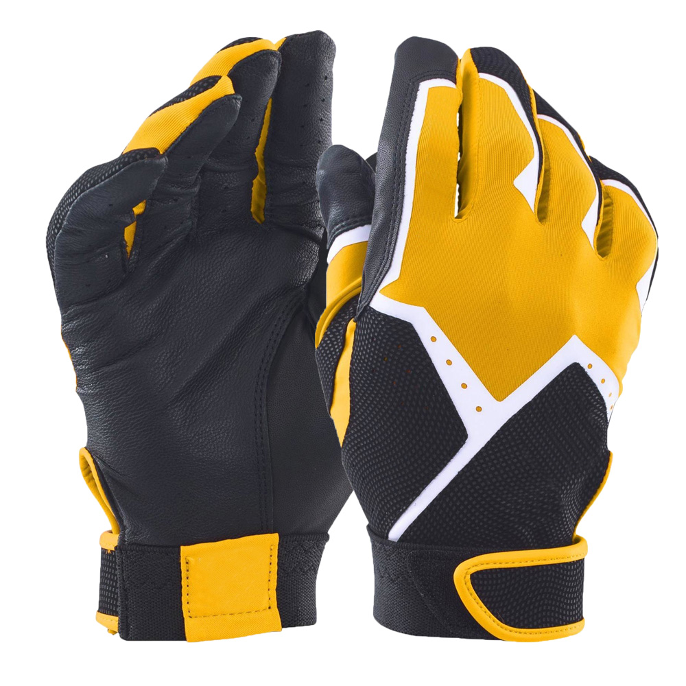 Durable Leather Batting gloves for sale custom youth batting gloves yellow color