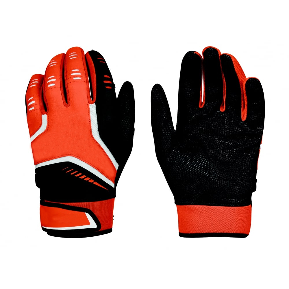 Comfortable adult batting gloves orange digital goatskin leather baseball batting gloves
