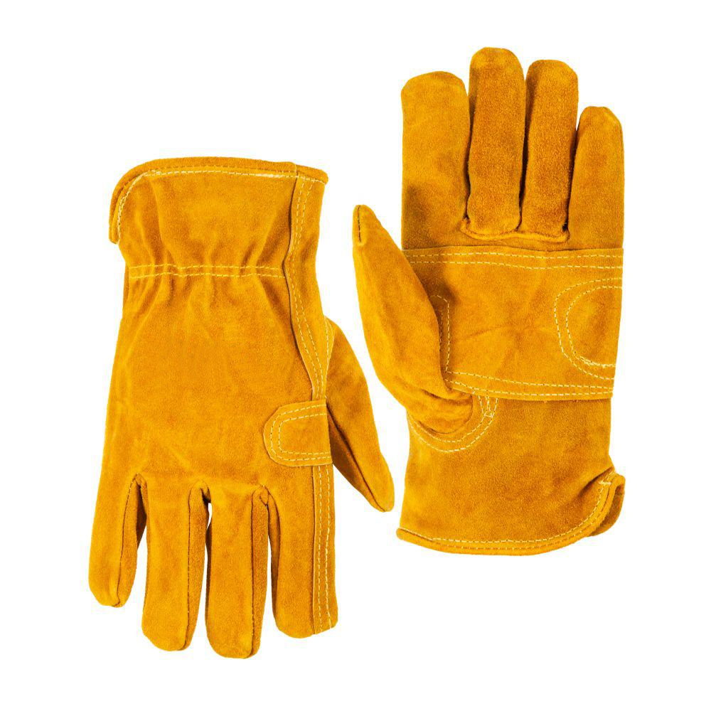 Reinforced Cow split leather work gloves general purpose work gloves size M