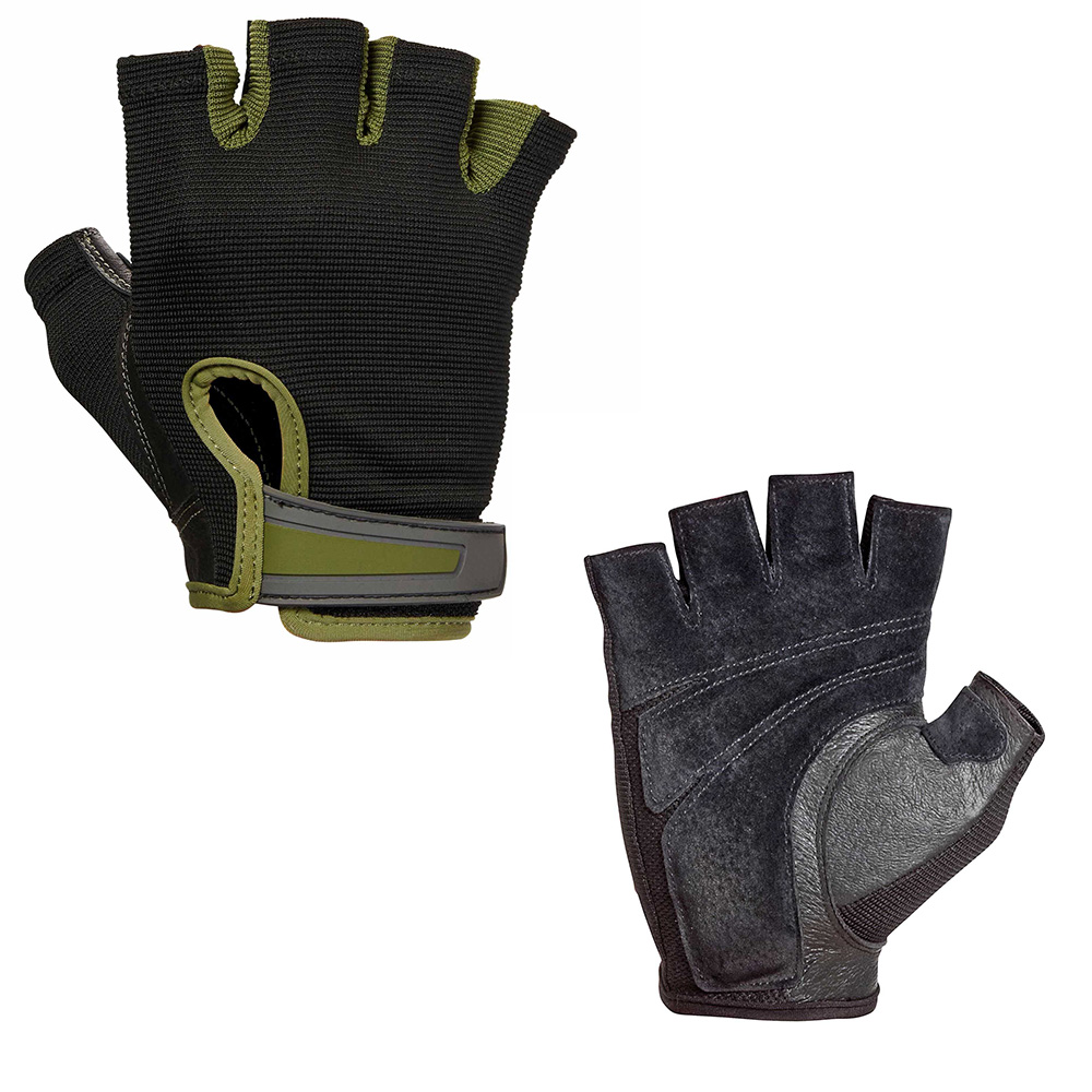 Popular style double leather construction high flexibility fingerless weight lifting gloves