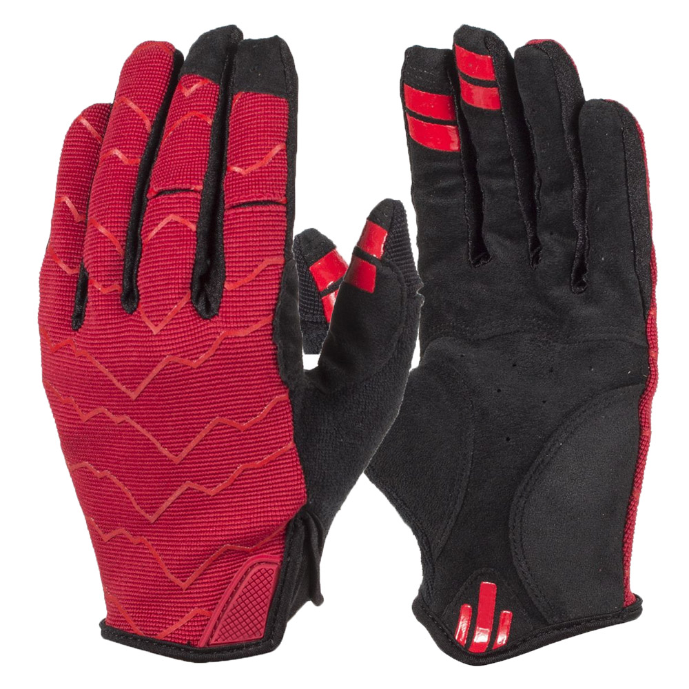 Red windproof women cycling gloves gel grip with touchable MTB long finger bike gloves