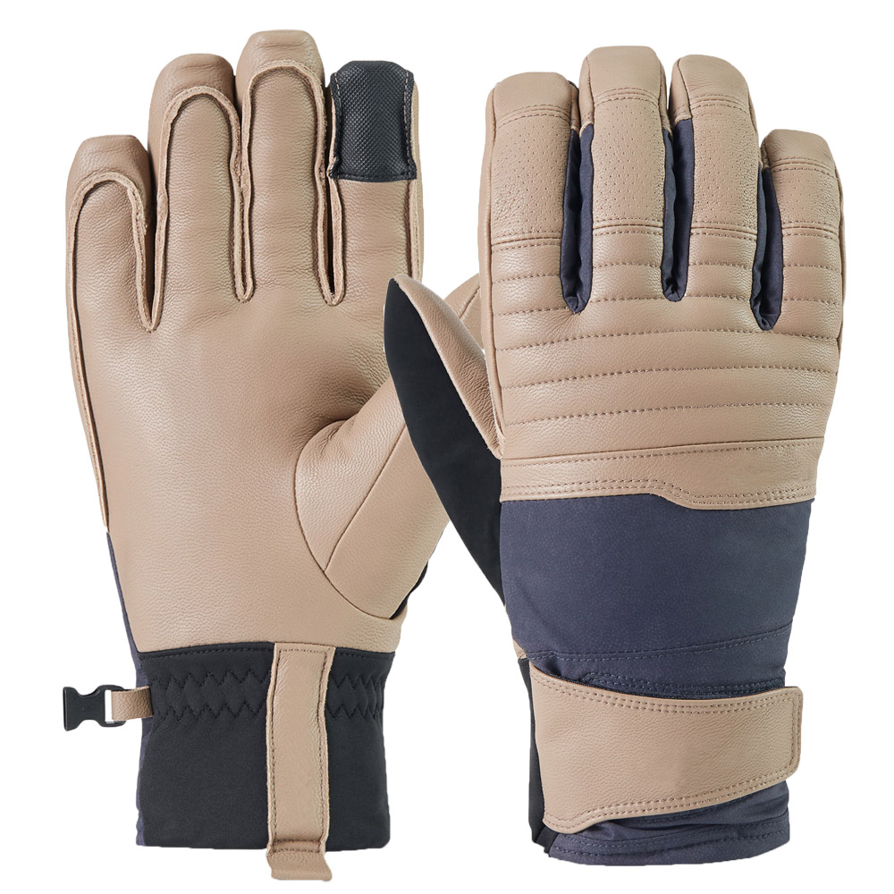 Best quality durable premium leather ski gloves 5 fingers touchable winter ski gloves