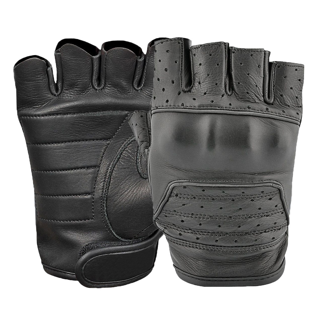 Fingerless motorcycle gloves breathable& durable leather summer motorcycle gloves anti-vibration