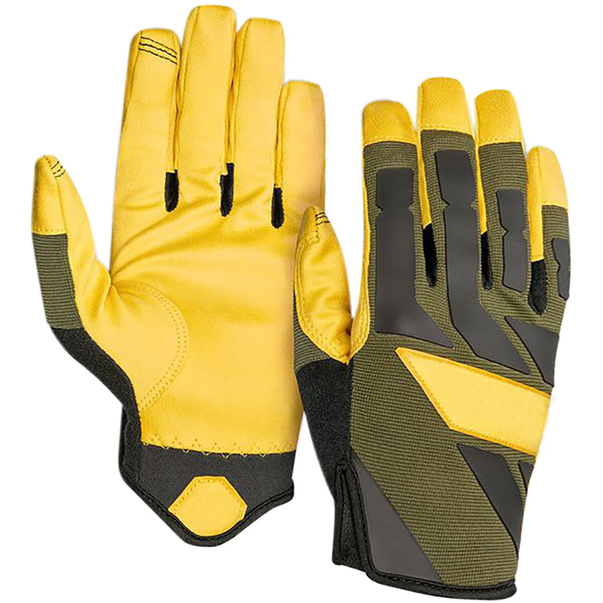 Yellow color long finger bicycle gloves TPU protector durable bike gloves