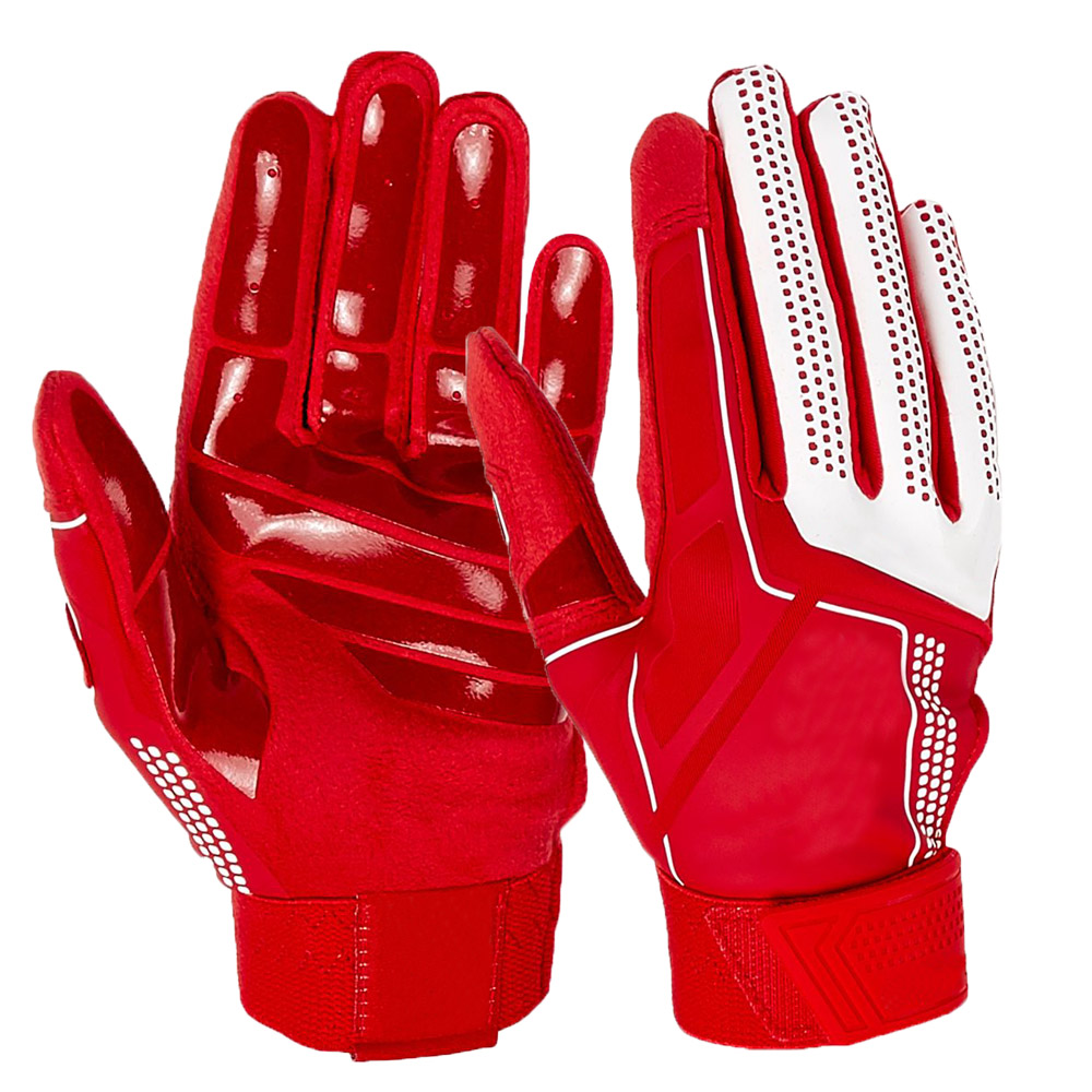 Hot sale Youth batting gloves red silicone gel grip palm flexible batting gloves