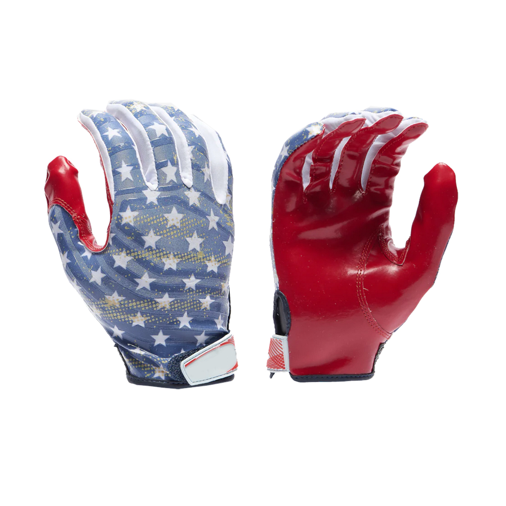 Printed football receiver gloves silicone printed sticky palm football gloves