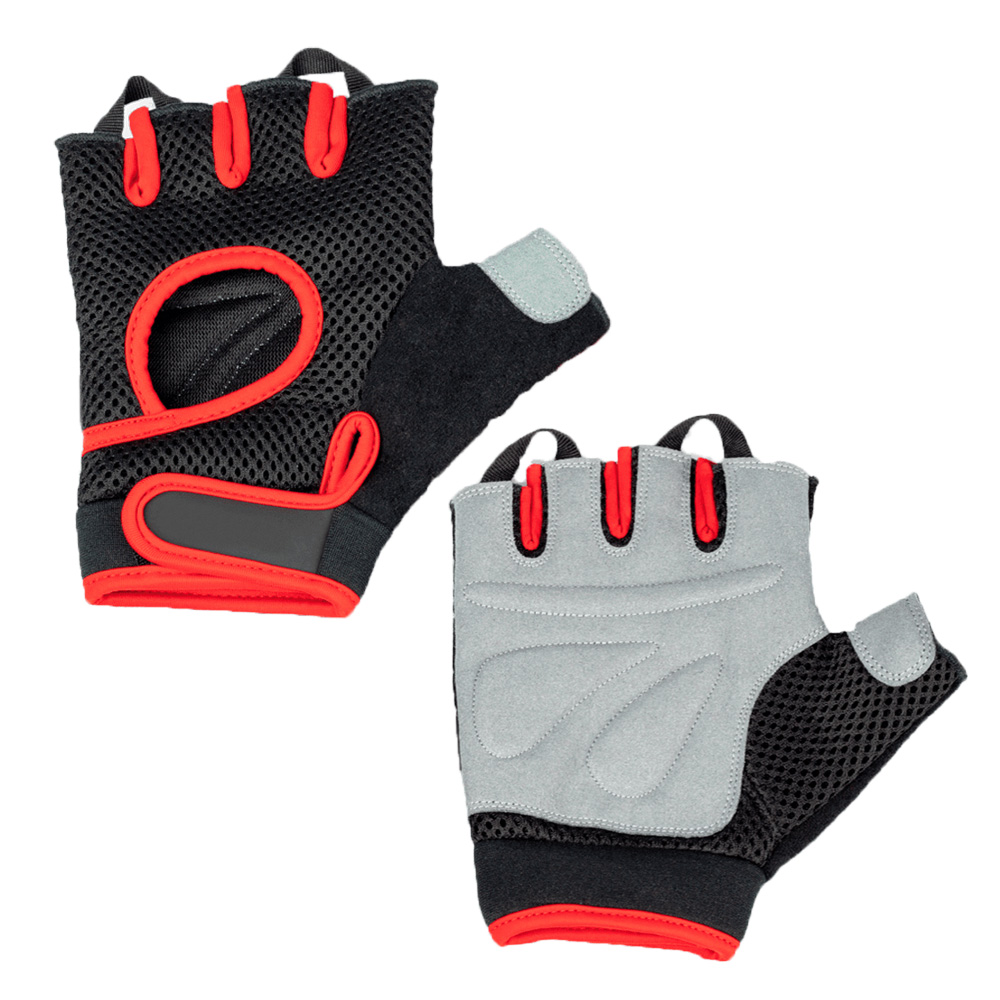 Gel pad resistant palm gym gloves black with red ventilate fitness gloves durable