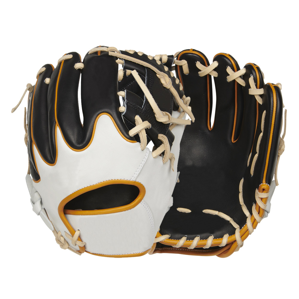 Best quality professional cowhide leather infield baseball gloves right hand thrower white with blac