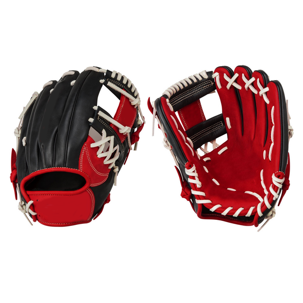 11.5 inches infield baseball gloves kip leather black/red baseball gloves right hand throw