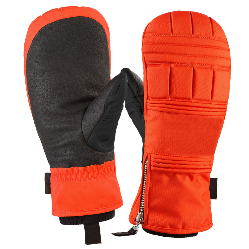 Fashionable mens Ski gloves & mitts waterproof shell premium leather ski mittens for skiing