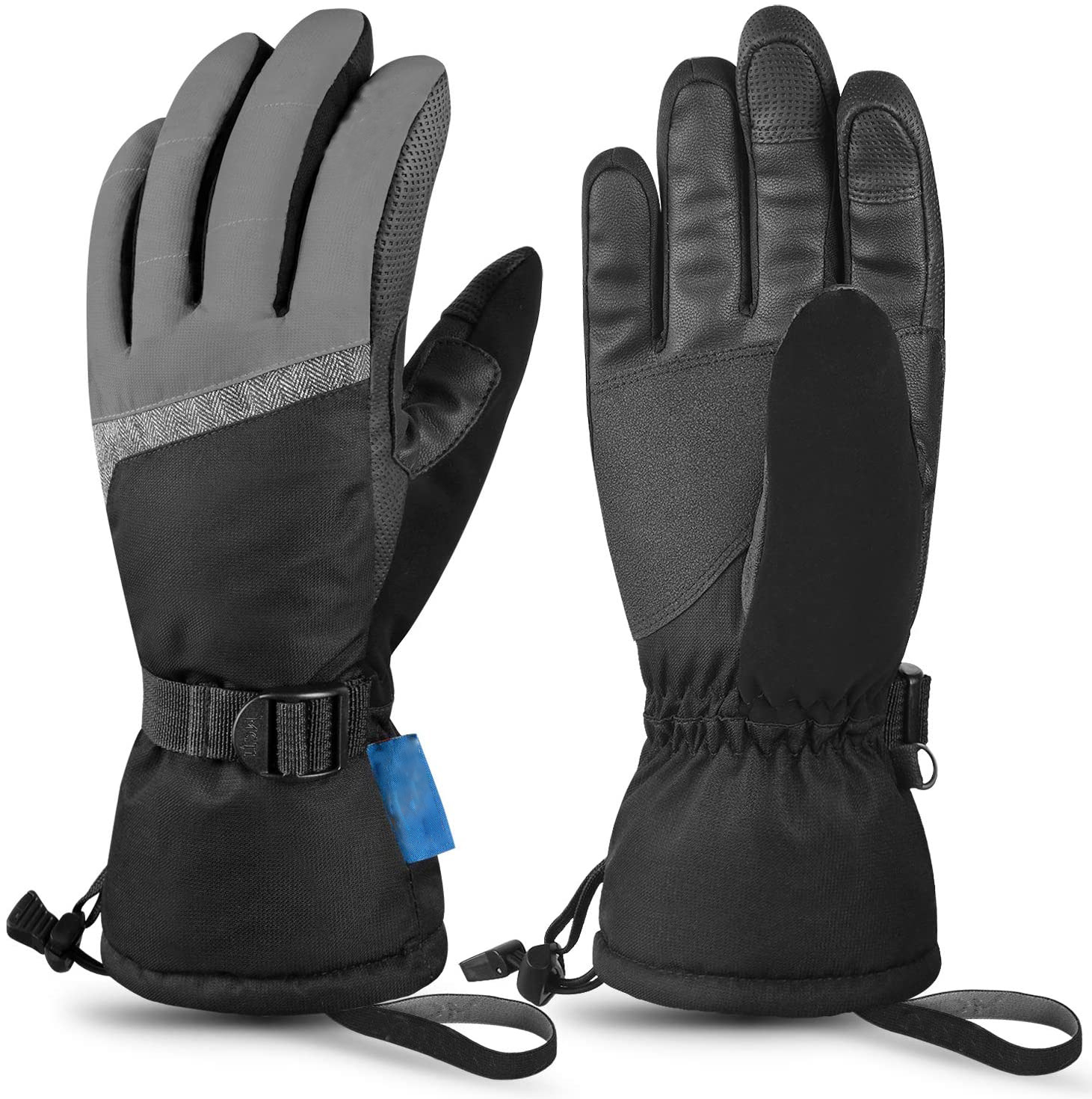 Waterproof& windproof touchscreen fingers soft pu palm ski gloves