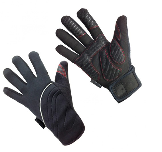 Keep warm SBR back touchscreen pu pad reinforced five fingers bicycle gloves