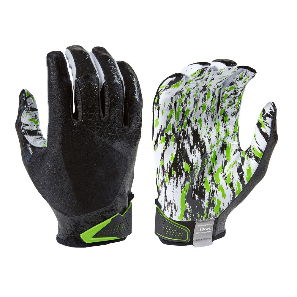 Black football gloves sticky grip football receiver gloves
