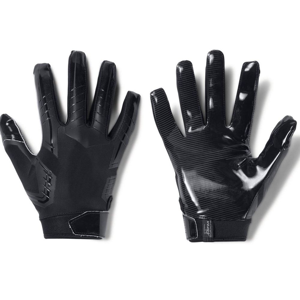Black football receiver gloves high quality good grip adult football gloves