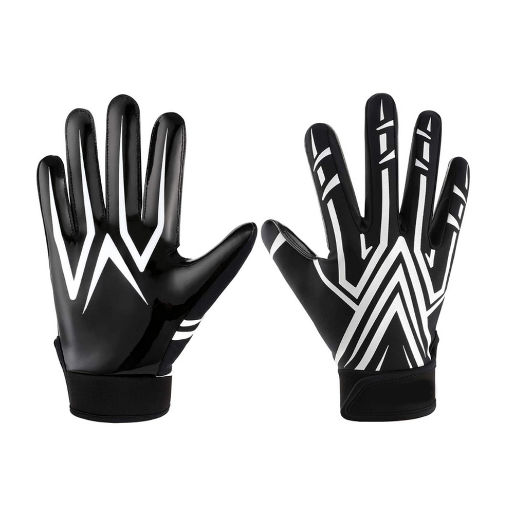 Black american football gloves rugby game youth adult mens football gloves