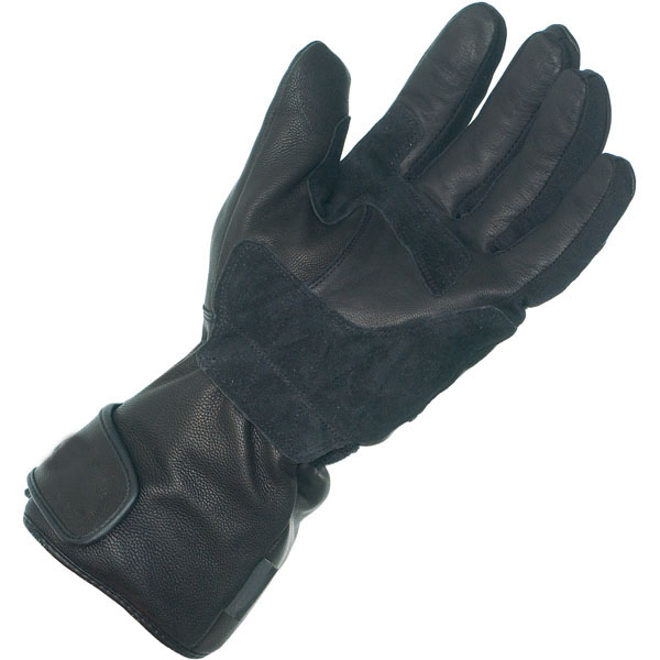 black goatskin leather long cuff magic tape closure pad knuckle protect motorcycle gloves