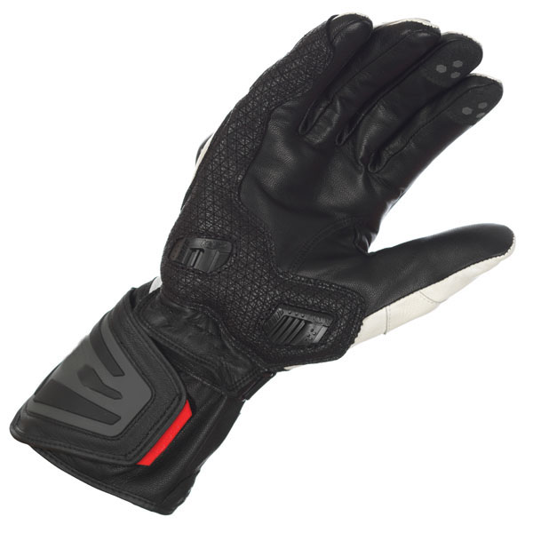 black goatskin leather long cuff magic tape closure pad knuckle protect motorcycle gloves