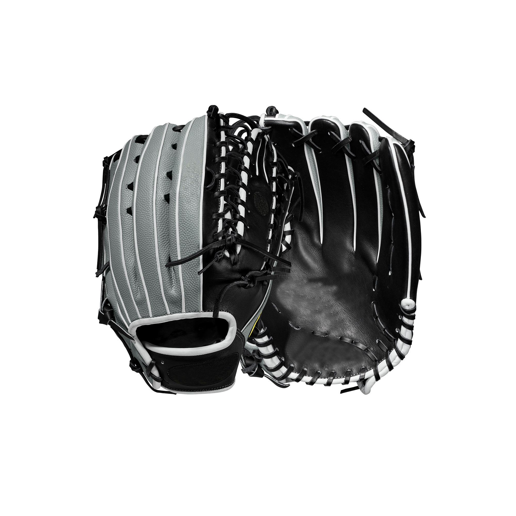 custom black and grey color 12.75 inch trapeze web right hand throw baseball gloves