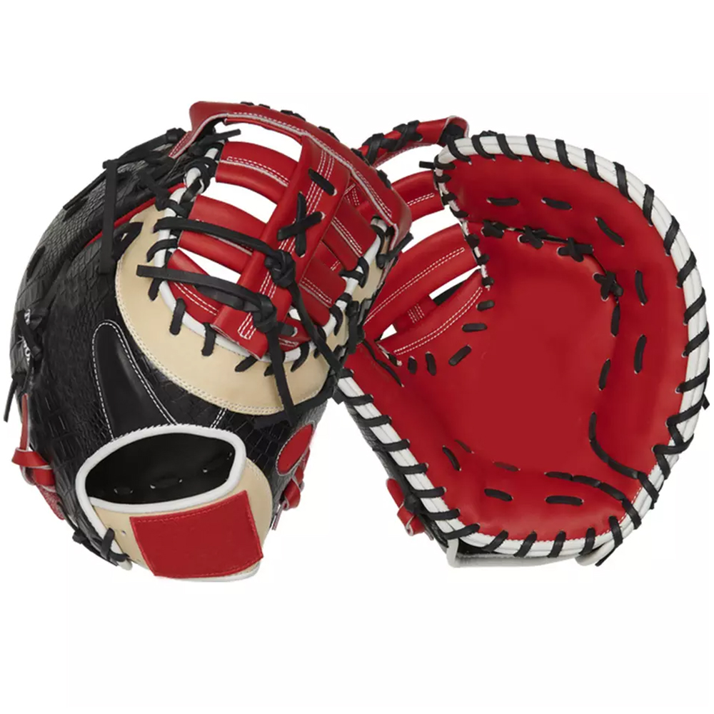Manufacturer Outfield Black Red Kid Adult Softball Baseball Gloves Professional 2022 Design Cowhide 