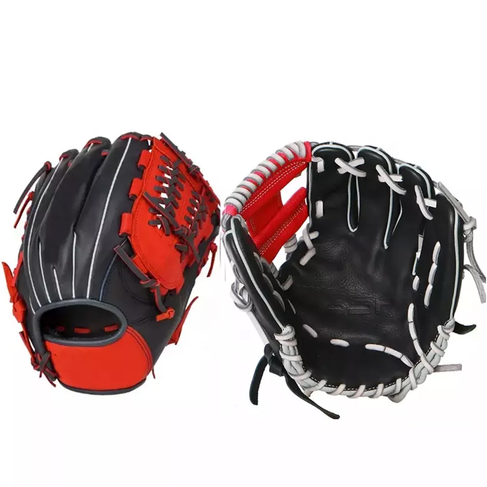 Manufacturer OEM Wholesale Outfield Black Red Kids Adult Professional Sample Cowhide Leather Softbal