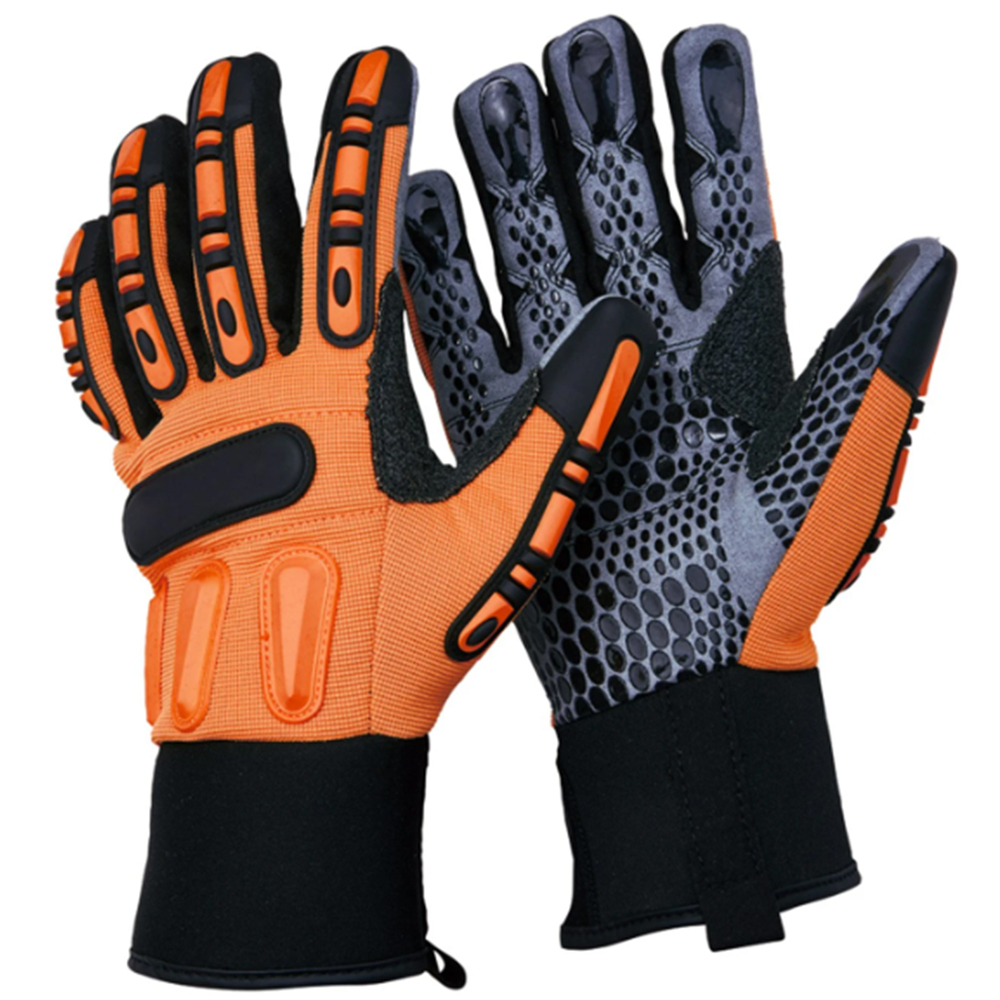 Multi Color High Visible Good With Anti-slip Silicon Print Palm And Anti-cut Rubber Fingers Knuckle 