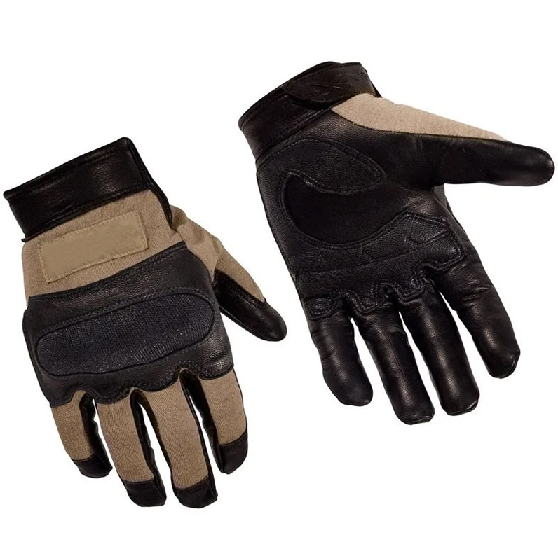 Customized Leather Knuckle Protection Flexible Hands Protective Safety Gloves Beige Heavy Duty Work 