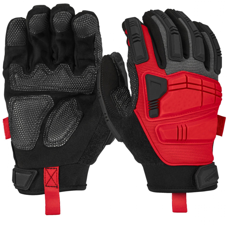 Customized Rubber Knuckle Protection Flexible Gel Padded Work Safety Protection Gloves Red Heavy Dut